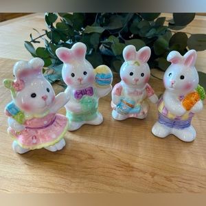 4 miniature glass Easter Bunnies